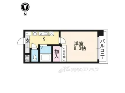 ハウスセゾン御所南(1K/14階)の間取り写真