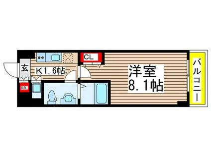 コート八千代台(1K/6階)の間取り写真