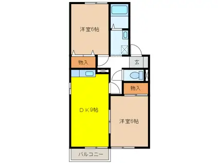 グリーンパストラル(2DK/2階)の間取り写真