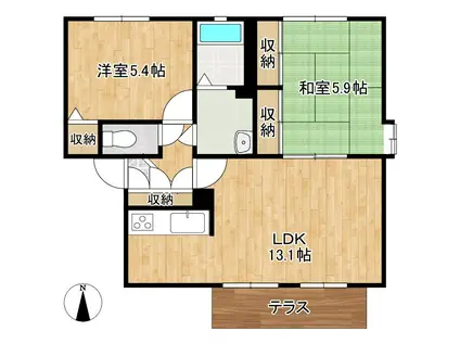ヴィラ・ディアマンテ2 A棟(2LDK/1階)の間取り写真