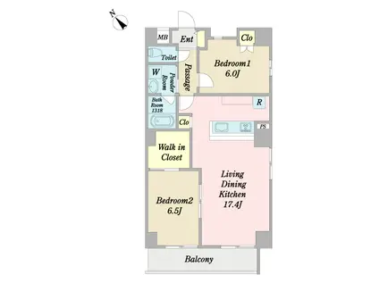 MONOLITH(2LDK/4階)の間取り写真