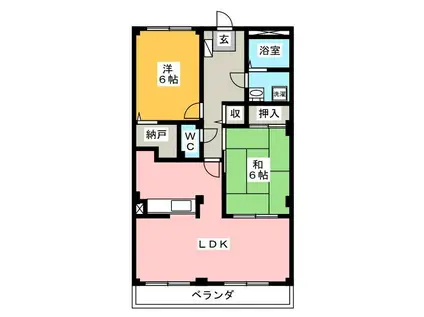 イーストガーデン(2LDK/2階)の間取り写真