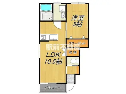 エスカレント上峰II(1LDK/1階)の間取り写真