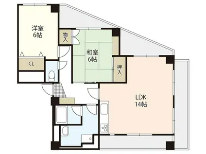 ベルハイム弐番館(2LDK/4階)の間取り写真