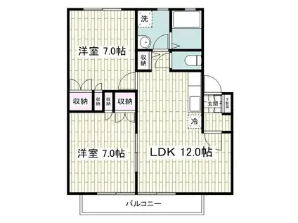 プランタンメゾンD棟(2LDK/1階)の間取り写真