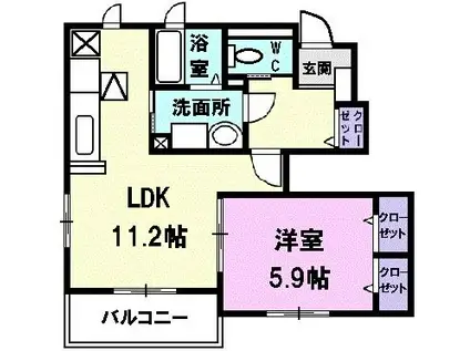 プリュジュールII(1LDK/1階)の間取り写真