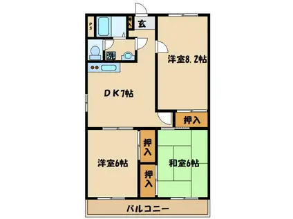 セジュール多摩平(3DK/1階)の間取り写真