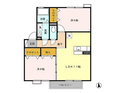 プリマ・クラッセ(2LDK/1階)の間取り写真