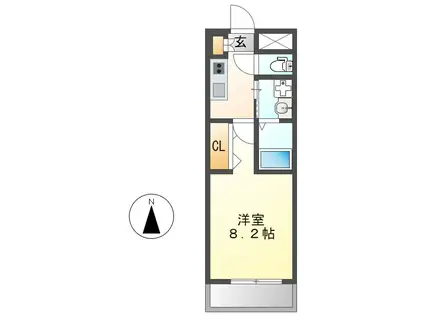 パルティール名駅北(1K/4階)の間取り写真