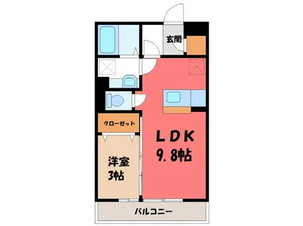 ロハス末広(1LDK/2階)の間取り写真