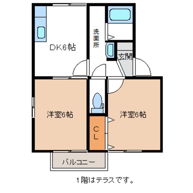 サクラ中央II(2DK/1階)の間取り写真