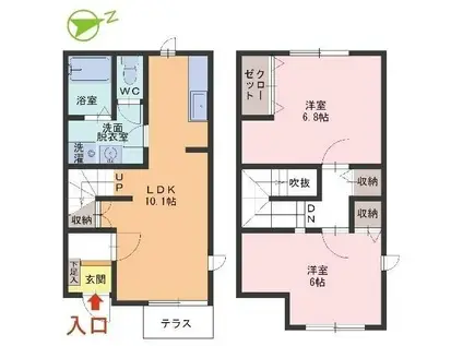 ヴィラ・メルヴェイユ(2LDK/1階)の間取り写真