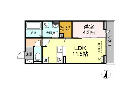 ディールーム城見町(1LDK/1階)の間取り写真