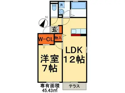 ストリーム(1LDK/1階)の間取り写真
