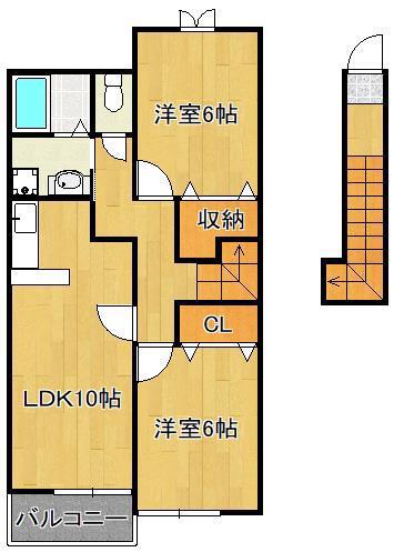 チェルシーI(2LDK/2階)の間取り写真