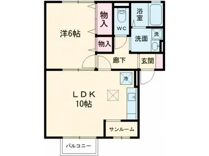 ベニーノ(1LDK/1階)の間取り写真