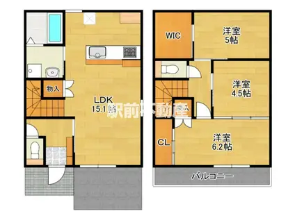 キルシュ A棟(3LDK/1階)の間取り写真