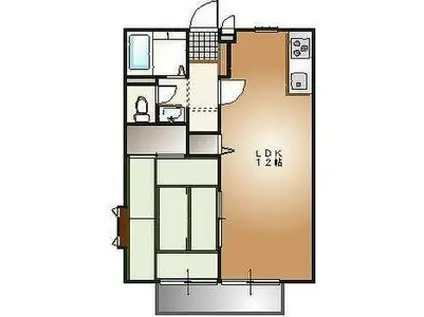 サン・イーグルD棟(1LDK/2階)の間取り写真