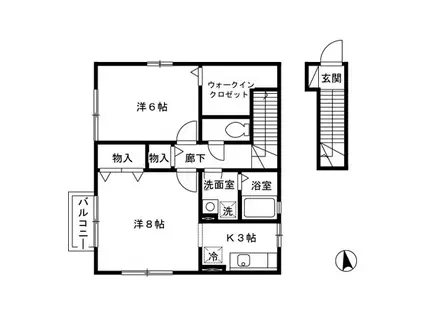 グリーンハウス(2K/2階)の間取り写真