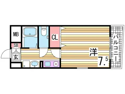 シーショア垂水(1K/1階)の間取り写真