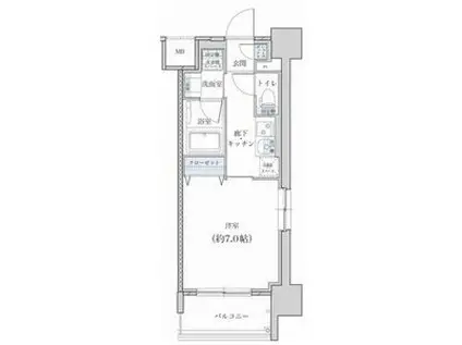 レジデンス東別院スクエアII(1K/3階)の間取り写真