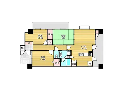 アルス千里山西(3LDK/5階)の間取り写真