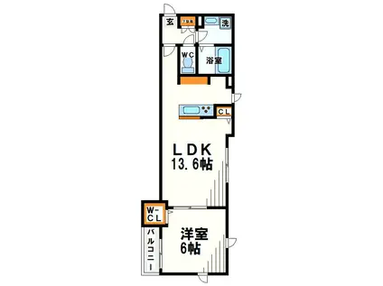 ウェルスクエア千歳烏山(1LDK/1階)の間取り写真