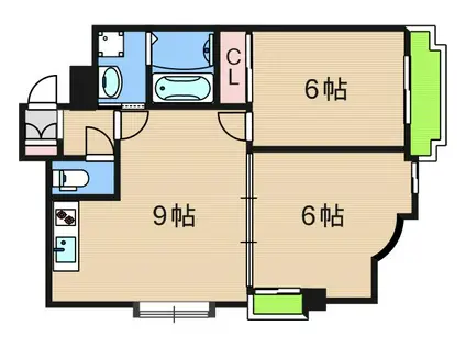 CASA住之江(2LDK/3階)の間取り写真