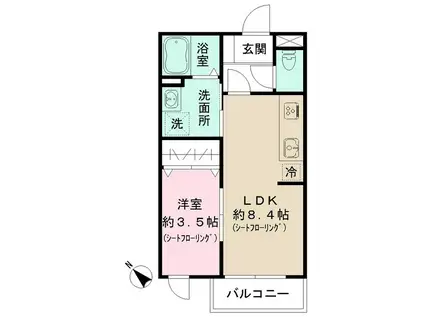 セレナモンド(1LDK/2階)の間取り写真