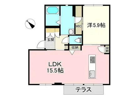 アメニティ21 A(1LDK/1階)の間取り写真