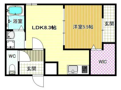 フジパレス法善寺(1LDK/3階)の間取り写真