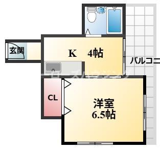 スタジオ108レザン中桜塚(1K/5階)の間取り写真