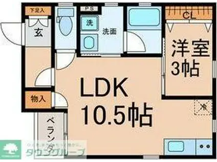 グランレーヴ黒川(1LDK/3階)の間取り写真