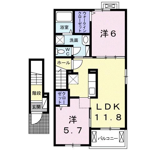 セレーノ(2LDK/2階)の間取り写真