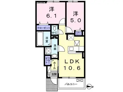 クレイン ボッシェ(2LDK/1階)の間取り写真