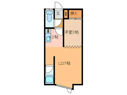 Jアルマーニ(1LDK/2階)の間取り写真