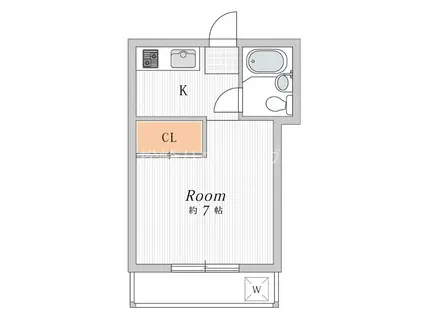 ハイツシマザキ(ワンルーム/2階)の間取り写真