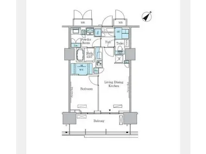 HARUMI FLAG PORT VILLAGE C棟(1LDK/14階)の間取り写真