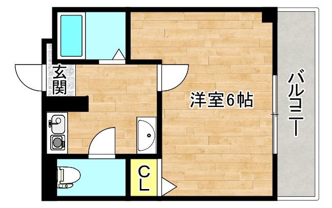 GOパレス森ノ宮(1K/1階)の間取り写真
