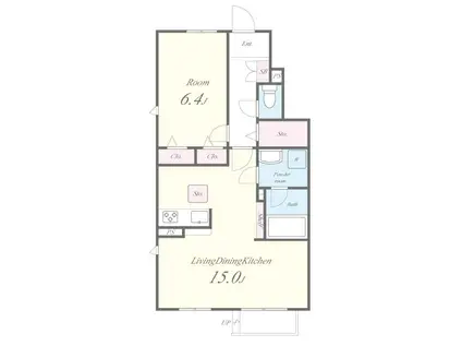 INSIDE SEA(1LDK/1階)の間取り写真
