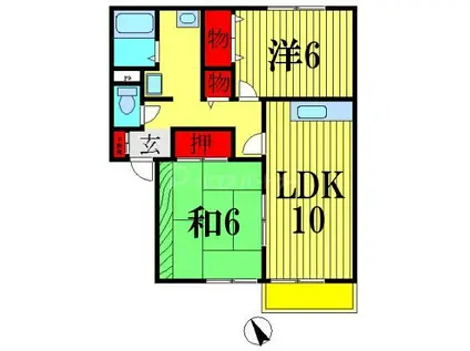 ロイヤルガーデン若柴A(2LDK/1階)の間取り写真