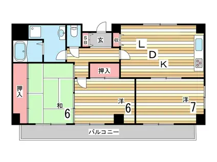 リーグレック元町(3LDK/8階)の間取り写真