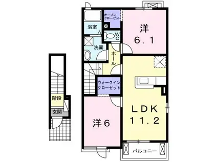 エレガンス(2LDK/2階)の間取り写真