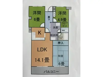シャトレ御棚(3LDK/3階)の間取り写真