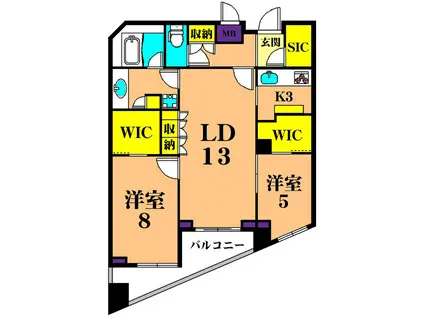 パシフィックレジデンス目黒本町(2LDK/2階)の間取り写真