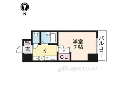 グランドソレーユ(1K/2階)の間取り写真