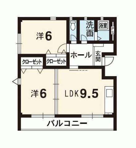 シャンゼリゼ壱番館(2LDK/2階)の間取り写真