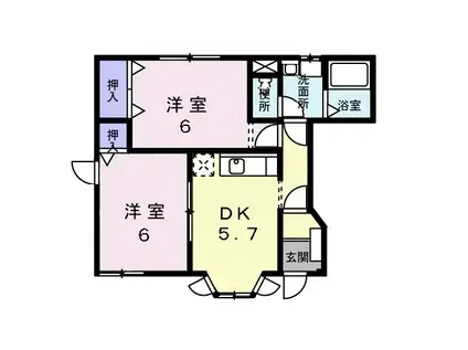 シーサイドキャッスル(2DK/1階)の間取り写真