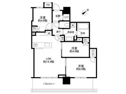 グレーシアタワーズ海老名ウエスト(3LDK/9階)の間取り写真