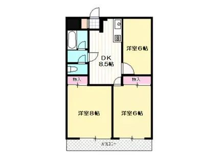 ヴァンヴェール吉田(3DK/4階)の間取り写真